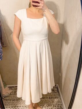 Gal Meets Glam Off White Short Sleeve Midi Dress